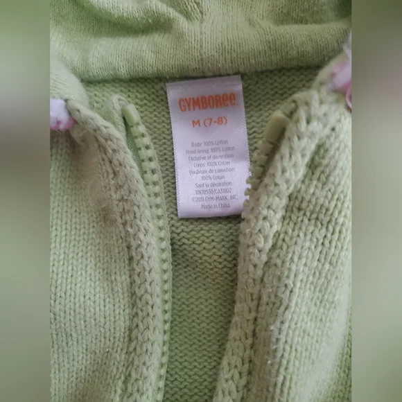 GYMBOREE Girls M 7/8 Green hoodie sweater vest - Picture 2 of 5